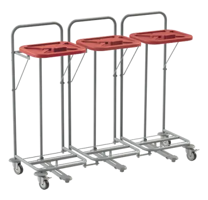 VK 80 - 3N vozík na třídění odpadu a prádla, nožní otevírání plast - VK - červený